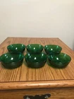 Vintage Set Of 6 Anchor Hocking Sandwich Glass Berry Bowls In Forest Green