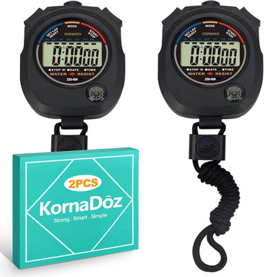 2PCS SET Digital Stopwatch Sports Counter Chronograph Date Timer Odometer Watch