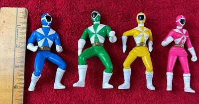 VTG 1995 Mcdonalds 4 MMRP Mighty Morphin Power Rangers 4'' Figure Lot Pink Yellow