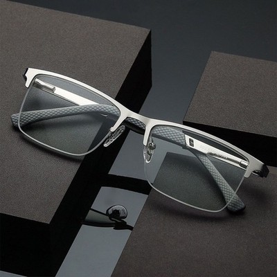 Herren Lesebrille Designer Business Metall Lesebrille Semi Remless Unisex