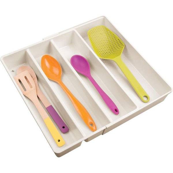 Besteckkasten Schubladen Organizer Besteckeinsatz Ausziehbar Mdesign Creme-image