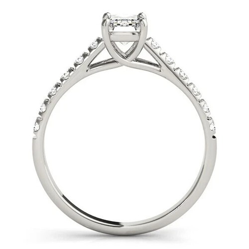 1.20 Ct Emerald Cut Lab Created Diamond Engagement Wedding Ring 14K White Gold - Picture 2 of 7