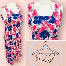 BONMARCHE Size 16 Pink Blue Floral Maxi Dress Evening Spring Wedding S1