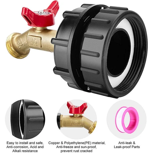 Adaptador de tanque de agua IBC de 275-330 galones 3/4" accesorios de latón conector de válvula - Imagen 4 de 12