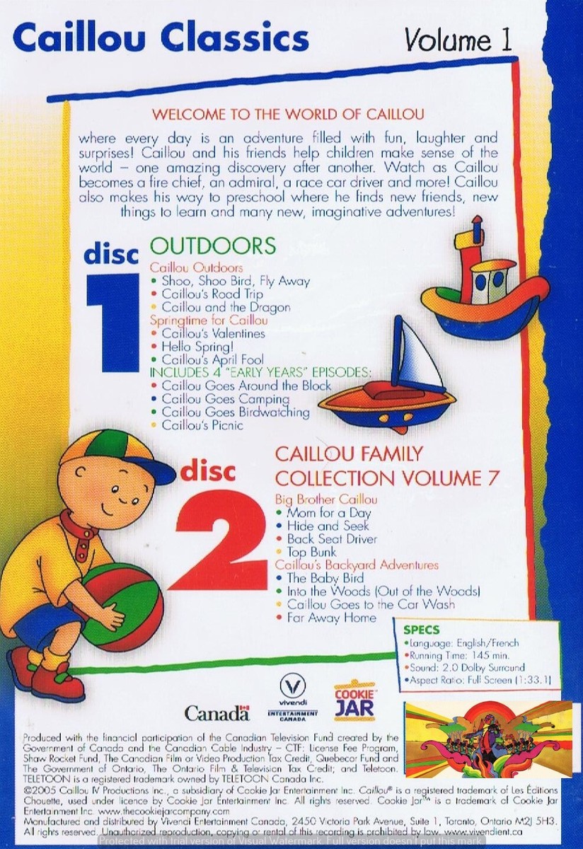 Caillou: Classics Volume 1 (DVD 2012) (Bilingual) 2-Discs