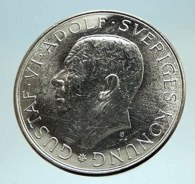1972 SWEDEN King GUSTAV VI ADOLF Silver SWEDISH 10 Kronor Coin
