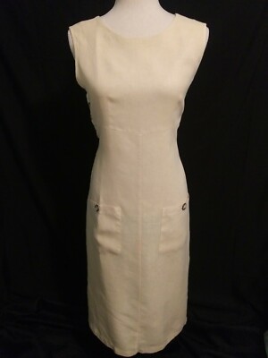 Russ berens Sz.S linen dress buttons pockets drawstring sleeveless beige/yellow | eBay Russ berens Sz.S linen dress buttons pockets drawstring sleeveless beige/yellow | eBay