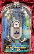 Coby Mini AM/FM DBBS Pocket Radio Silver With Earphones  Neck Strap CX-7 New