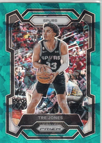 2023-24 Panini Prizm Parallel Cracked Ice Teal /225 TRE JONES #232 Spurs