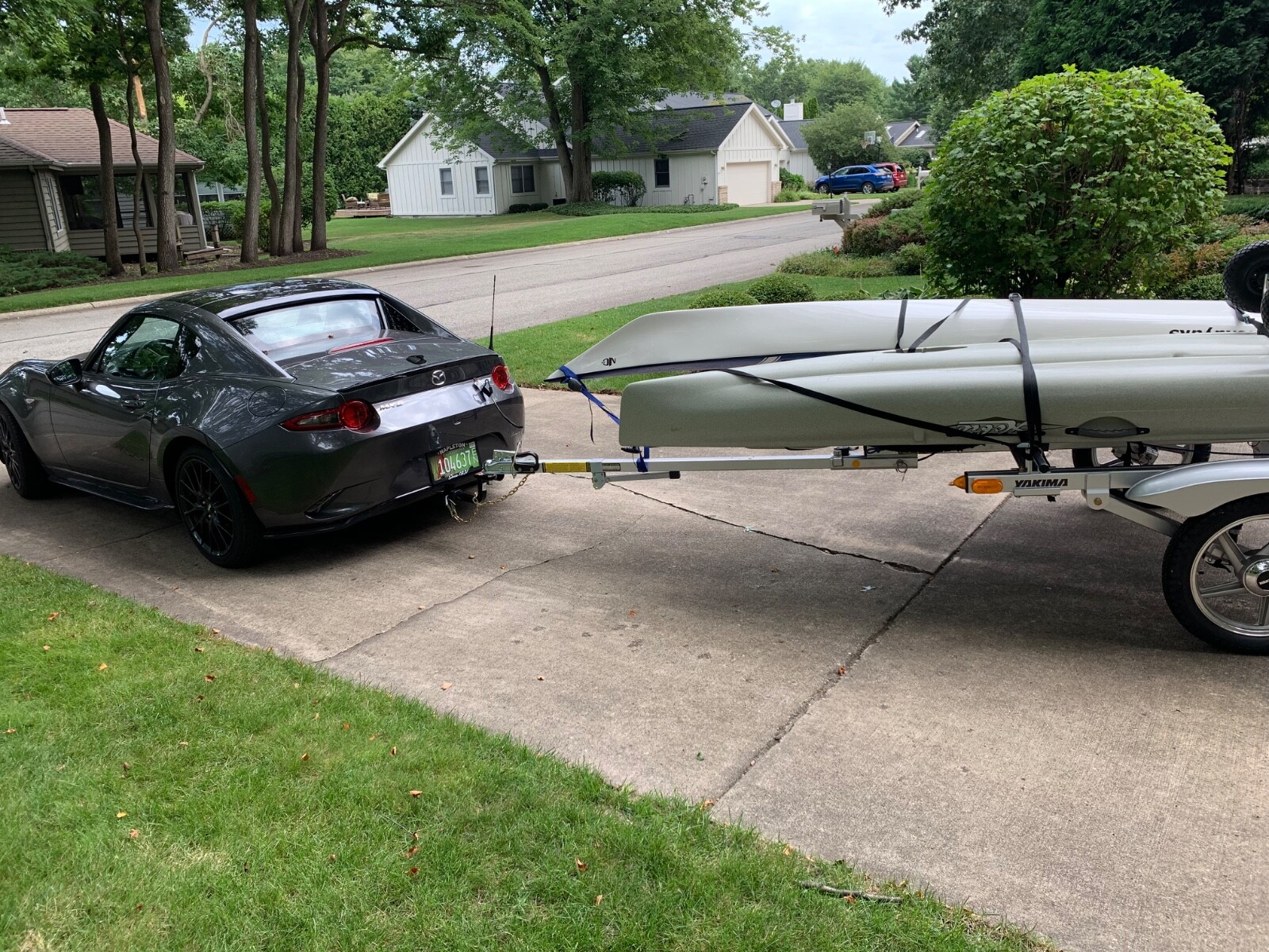 Hobie Revolution 11 pedal kayak, NC kayak, and Yakima traile