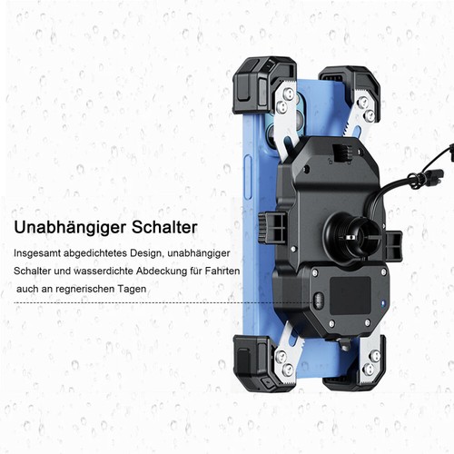 15W 360° Qi Handy Halterung Motorrad Halter mit Induktive Ladefunktion universal - Bild 4 von 16