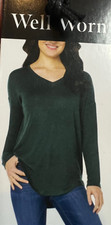 Well Worn Ladies' V Neck Long Sleeve Top Large