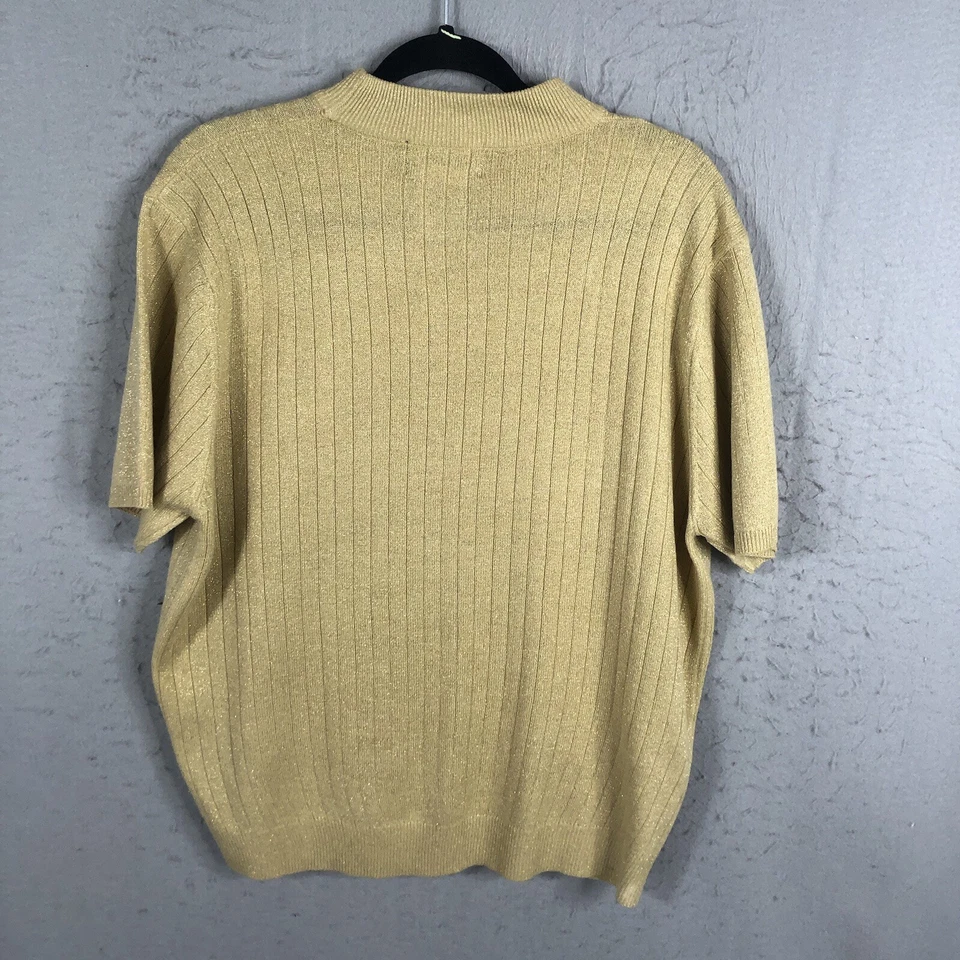 Suéter Vintage Metálico Dorado Para Mujer 1X Talla Grande Retro Años 80 Vacaciones de Navidad Foto 3 de 4