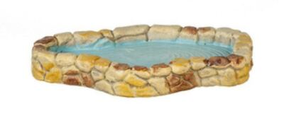 Puppenhaus Gartenteich flach creme Deko Stein Miniatur 1:12 Zubehör