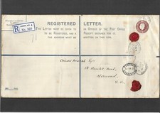 GB Stationery 1913 KGV 3d Registered Envelope size K PARLIAMENT ST S.W. H&B RP28