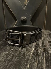 COACH Wide Harness Cut-To-Size Reversible Signature Leather Belt in Black NWOT