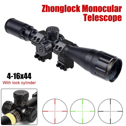 4-16x44 Mil-dot Hunting Tactical Cross Sight Red/Green Rifle scope Mounting Ring - Picture 1 of 12