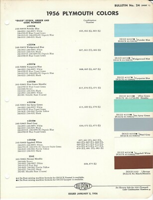 1956 AND 1957 PLYMOUTH FURY BELVEDERE SAVOY PAINT CHIPS (DITZLER