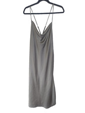 Cowl Neck Maxi Slip Dress Size L Sage Green Open Back Fairy Grunge Goblincore