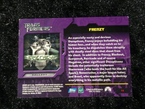 2007 Transformers Movie Trading Card #16 Decepticon Frenzy - Picture 2 of 2