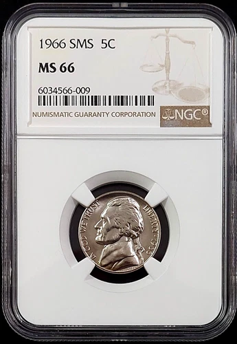 1966 SMS Jefferson Nickel certified MS 66 by NGC! sku 66009