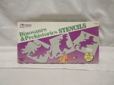 Vintage 1986 Trend Enterprise Dinosaurs & Prehistorics Stencils - T-253 