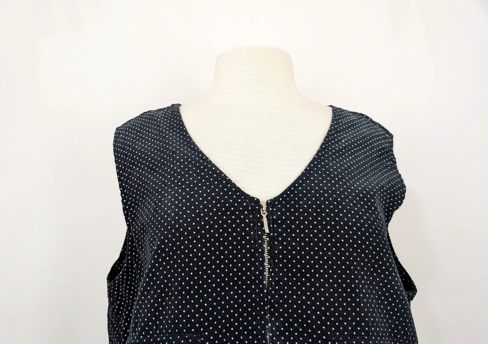 Chaleco Esprit Vintage Años 90 Azul Marino Gris Lunares Pana Cremallera Misses Talla L Foto 2 de 4