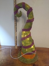 Light-Up 21" Witches Hat Halloween Decoration Green Purple