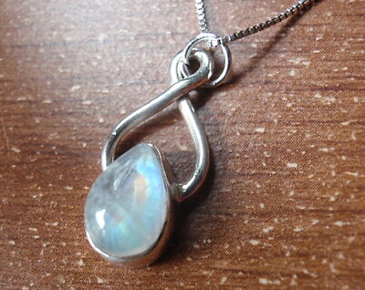 #ad Blue Moonstone Infinity 925 Sterling Silver Pendant Corona Sun Jewelry g24j $34.99