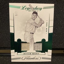 2020 Flawless Green Roger Maris Dual Jersey Patch 3/5 Yankees X1