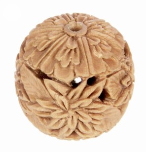Vintage Japanese Hand Carved Wooden Ojime Bead Flowers Netsuke Inro Japan Old