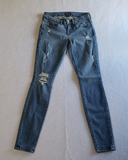Bebe Jeans Womens 26 Blue Ripped Distressed Skinny Light Wash Y2K Made in USA