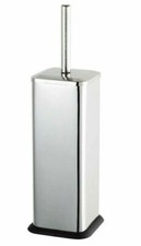 Image of SQUARE STAINLESS STEEL TOILET BRUSH & HOLDER SET BATHROOM LOO BRUSH & FREE STAND