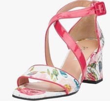 Sandali Pollini tacco alto stampa FLOREALE taglia 37 pelle, Made in Italy