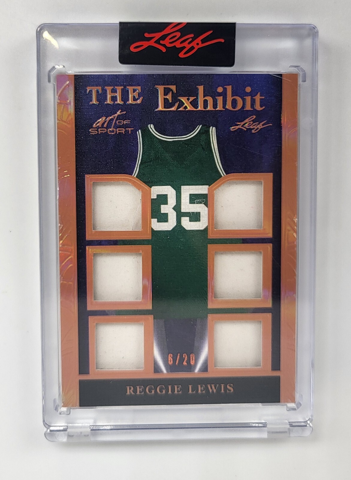 MINT #/20 GAME USED JERSEY 6 PATCH 2023 LEAF ART OF SPORT REGGIE LEWIS CELTICS
