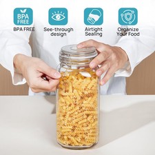 3-Piece Set of 78 oz.Glass Food Storage Jars with Airtight ClipLids with 8Labels