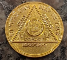 aa aluminum alcoholics anonymous 2 month recovery sobriety chip coin token 