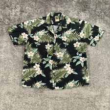 VTG Hawaiian Shirt Mens XXL Black Hibiscus Winnie Fashion Heavy Rayon USA Made