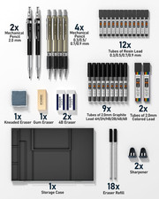Mechanical Pencil Set with Case 37 Count, Drawing Pencils 0.3, 0.5, 0.7, 0.9M...
