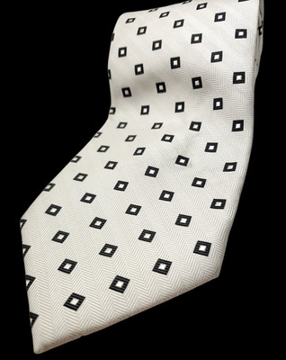 BRUNO PIATTELLI Handmade 100% Silk Tie Men's White Black Necktie NEW