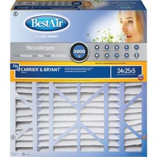 BestAir 24 In. x 25 In. x 5 In. Carrier/Bryant MERV 13 Deep Pleat Furnace Filter