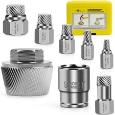 1.5'' Tub Drain Extractor 8PCS Pipe Nipple Extractor Set with 1-inch Socket R...