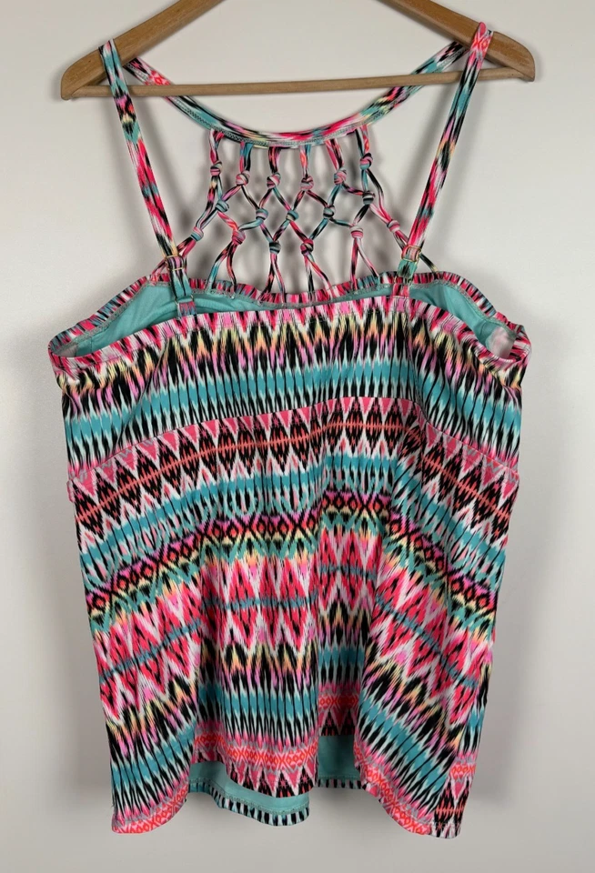 Nuevo con etiquetas Traje de Baño Catalina Tankini Top Colorido Talla 2X 18W 20W Espalda Completa Copas Cosidas Foto 4 de 4