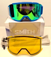 NEW! SMITH OPTICS SQUAD MENS SNOW GOGGLES CHROMAPOP SUN GREEN MIRROR YELLOW BLUE