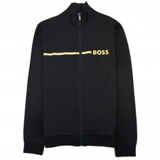 HUGO BOSS Mens Black Full Zip Stripe Logo Tracksuit Jacket Medium BNWT C1417