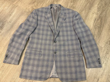 Canali 1934 Travel Natural Comfort Gray Blue Windowpane Wool Sport Coat EU 56
