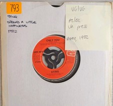 Sting Spread A Little Happiness Vinyl Record 7" VG/VG AMS 8242 1982