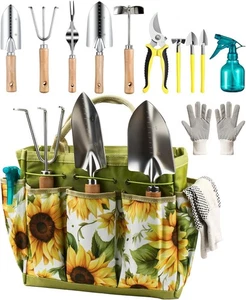 Garden Tool Set 12 Pieces Heavy Duty High Carbon Steel Gardening Kit with