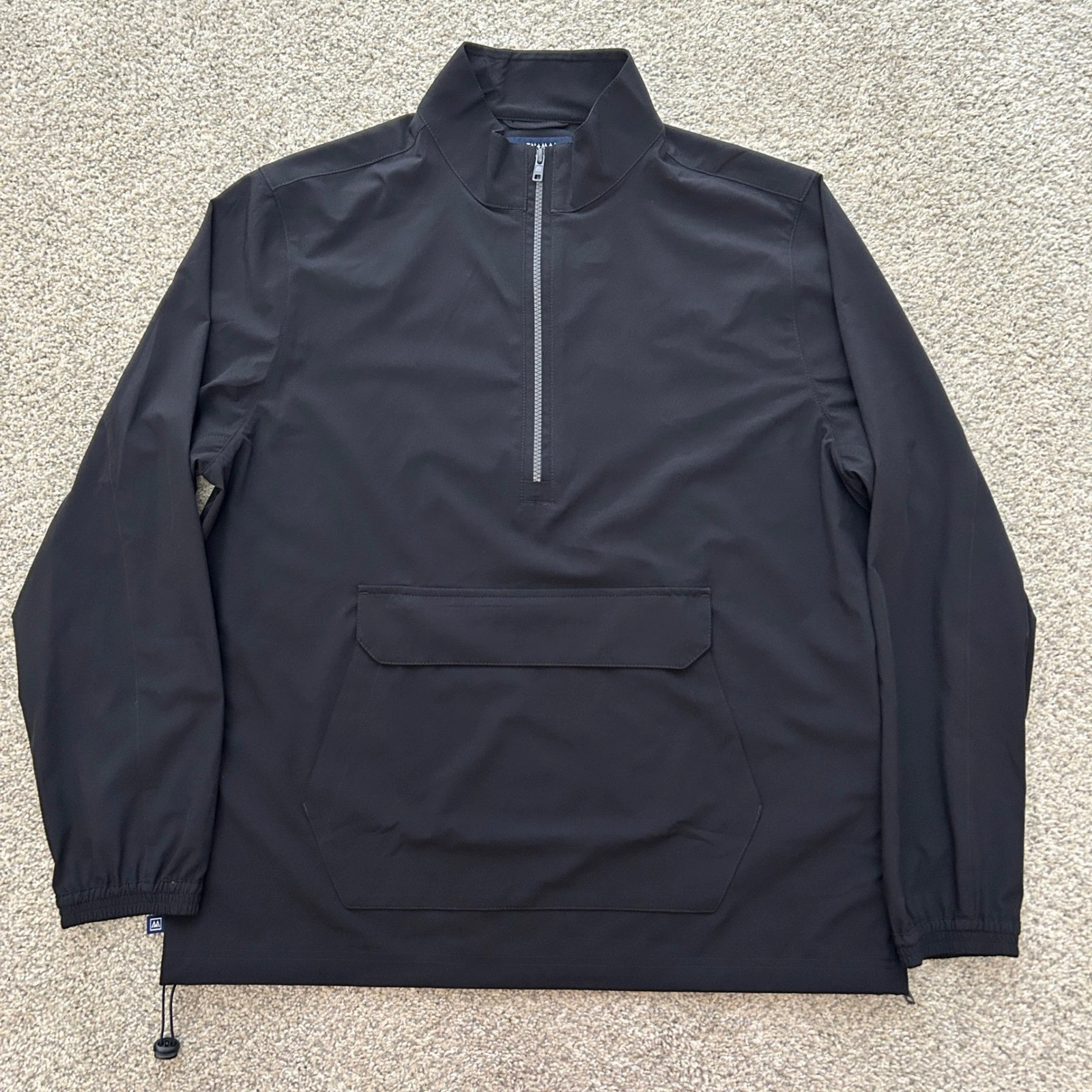 Mizzen+Main Leeward Quarter Zip Windbreaker Large Black Anorak Pullover