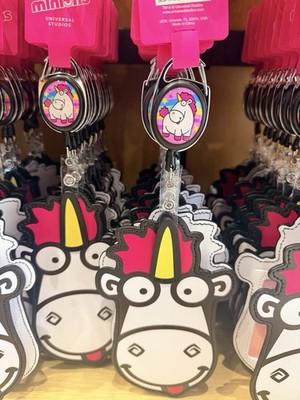 Universal Studios Despicable Me Fluffy Unicorn Badge Holder ID Reel Exclusive